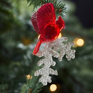 Red Acrylic Cardinal Christmas Holiday Ornament Translucent Remembrance Bird